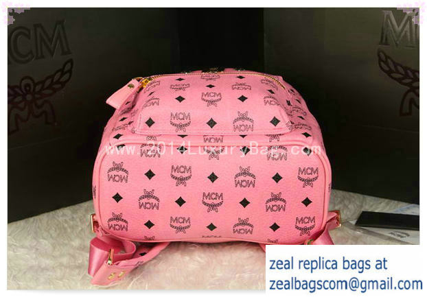 High Quality Replica MCM Stark Backpack Large in Calf Leather 8004 Pink